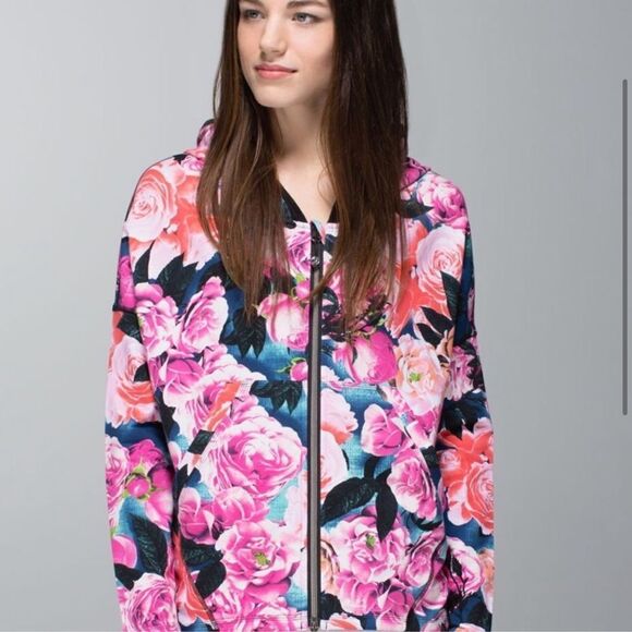 Lululemon Hold Your Om Hoodie in Secret Garden jacket zip up size 6 floral - Picture 1 of 10